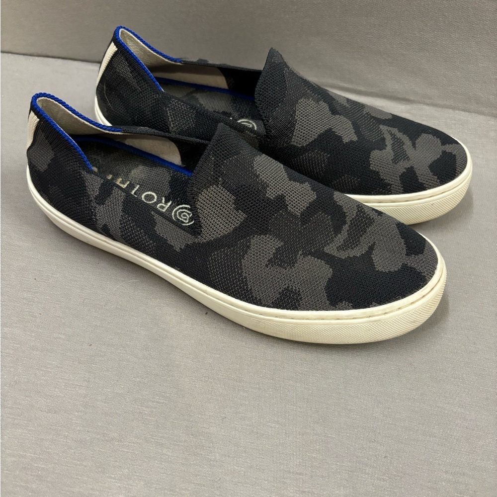 Rothy’s gray camo slide on sneakers washable stretchy women’s size 7